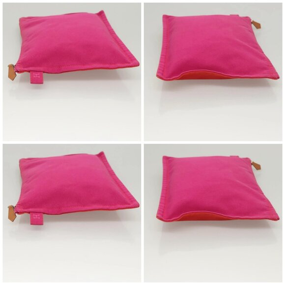 HERMES Bora Bora Pouch MM Pouch Canvas Pink Silver Auth ac3752 - Picture 16 of 16